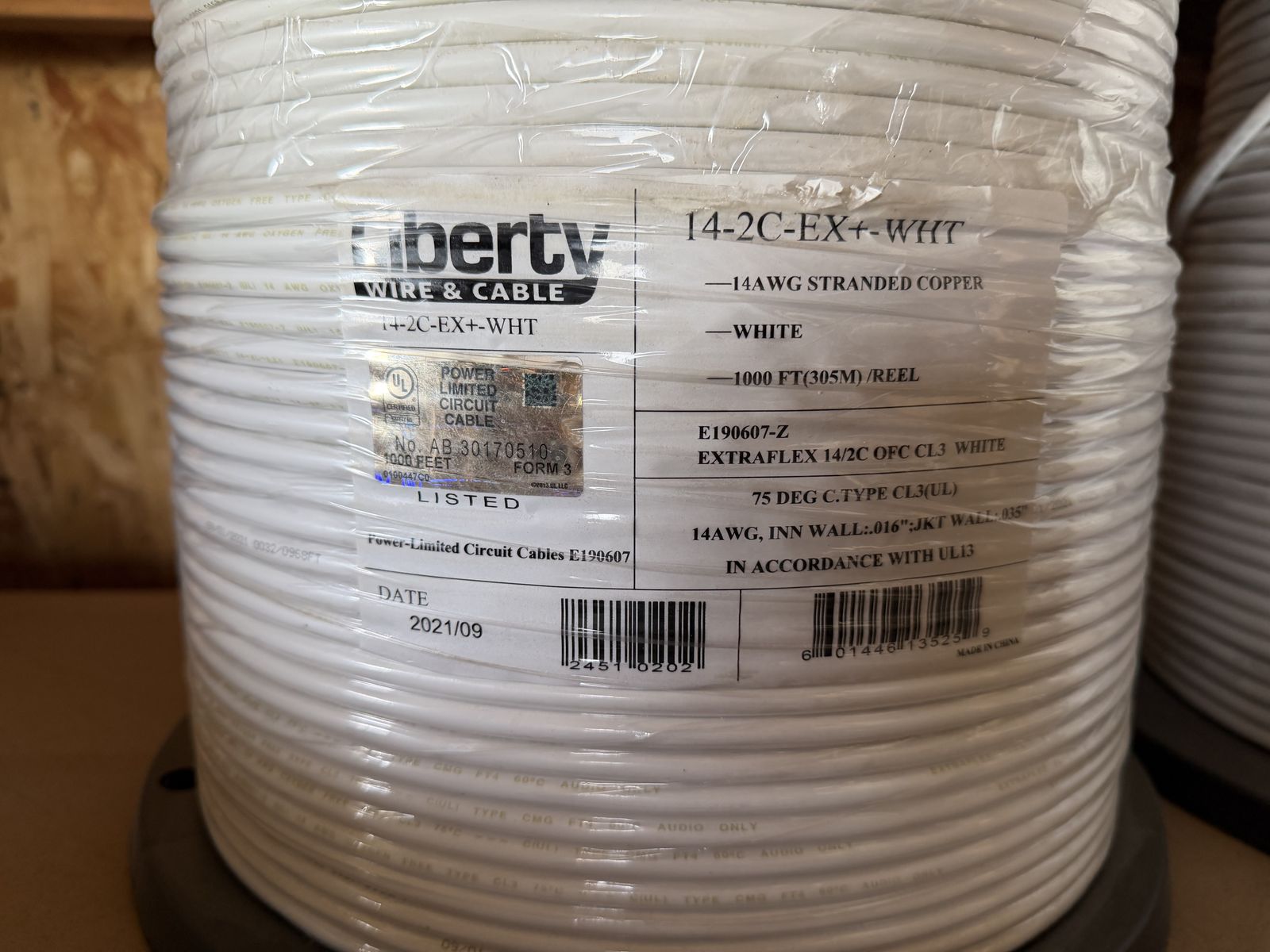 Liberty 14 2 CL3 in wall speaker wire 1000 ft reel brand new