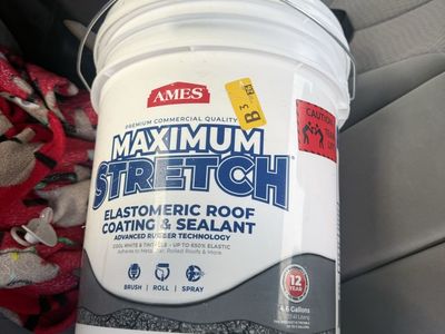 Ames Maximum Stretch Elastomeric Roof Coating & Sealant - 4.6 Gallons, Cool White, 12-Year Warranty