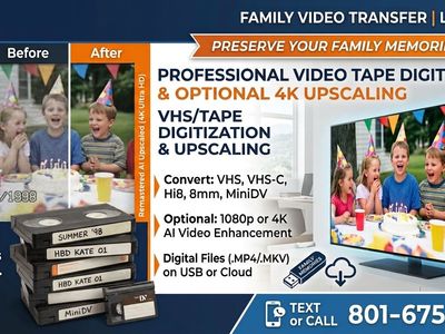 VHS & Home Tape Digitization, Optional 1080p / 4K Remastering