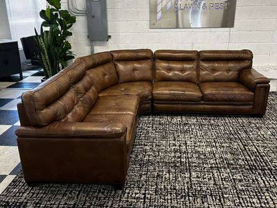 COSTCO HARRISON LEATHER SECTIONAL in BROWN!!