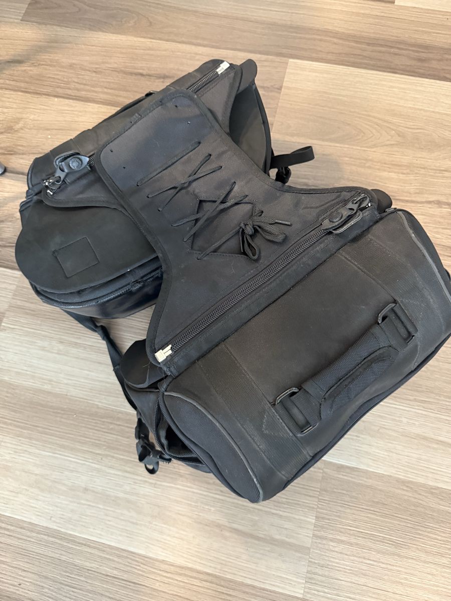 Tourmaster Motorcycle Saddlebags Black Universal Fit Expandable Storage