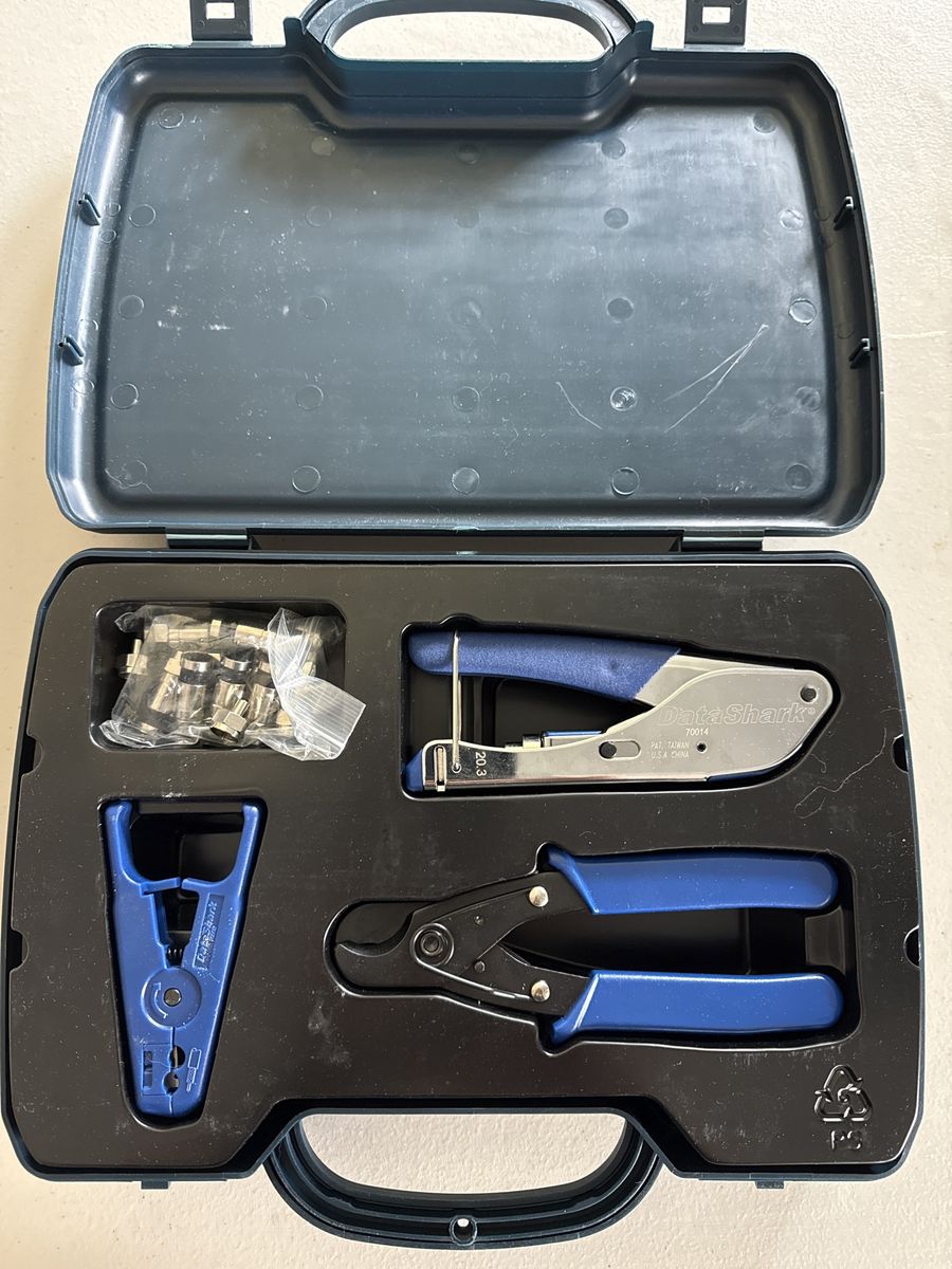 DataShark 70014 Coaxial Cable Tool Kit with Crimper, Stripper, Cutter, and F-Connectors