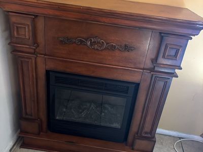 Electric Fireplace with Wood Mantel