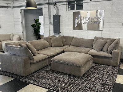 COSTCO SEREEN 6-PIECE FABRIC MODULAR SECTIONAL, CLOUD COUCH, BROWN!!