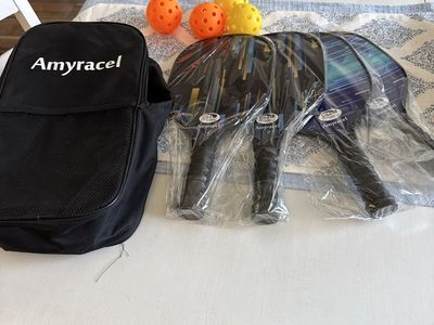 Amyracel Pickleball Set - 4 Paddles, 4 Balls & Carrying Bag