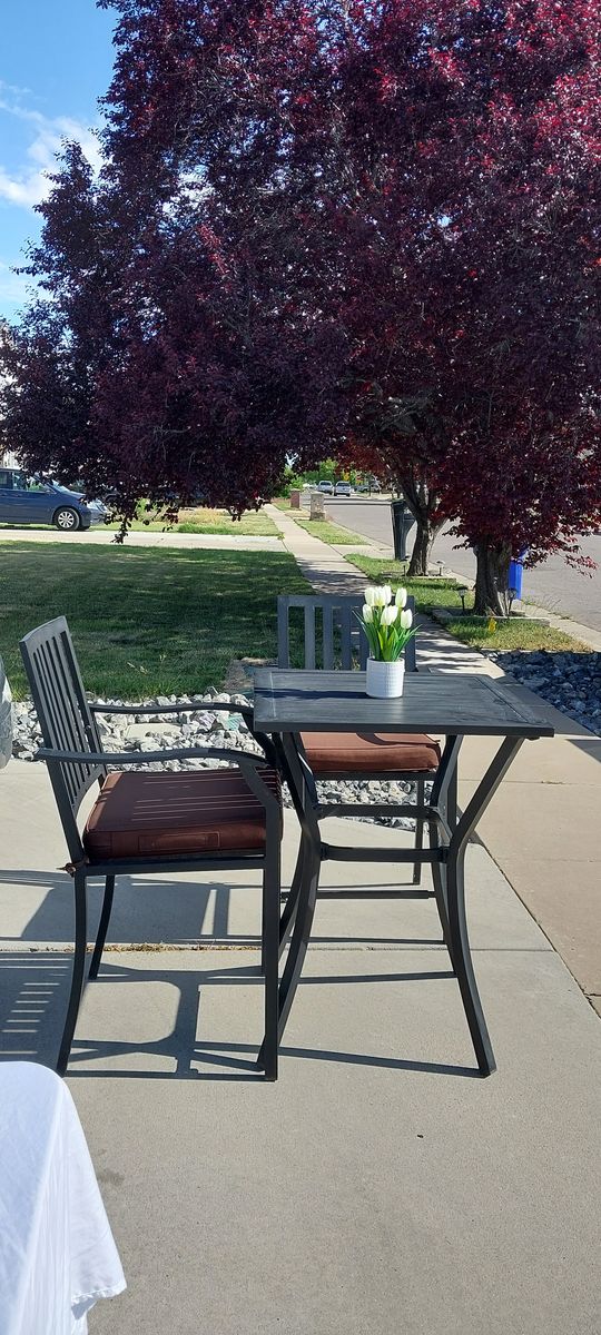 Patio chairs and table set