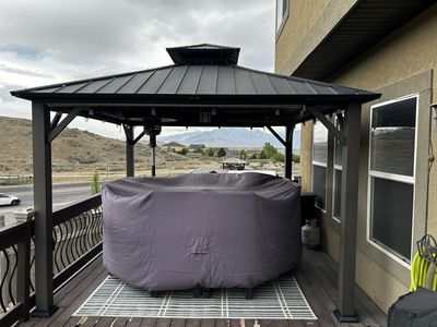 10 x 10 foot black two tier metal roof gazebo
