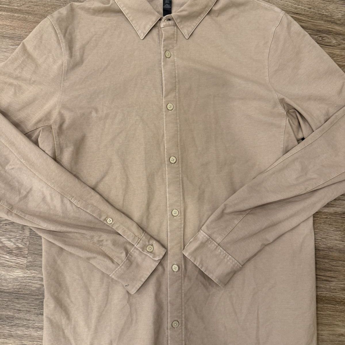 Tan Lululemon long sleeve button up shirt