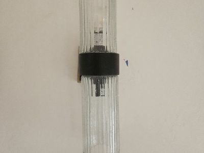 Vintage Mid-Century Modern Textured Glass Cylinder Wall Sconce Light Fixture