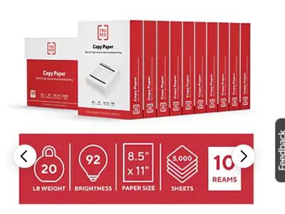 New Case of Copy Paper 10 Total Reams 5000 sheets