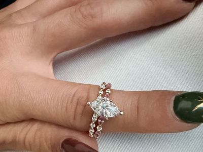 Marquise Cut Diamond Engagement Ring Set with Pink Accent Stones