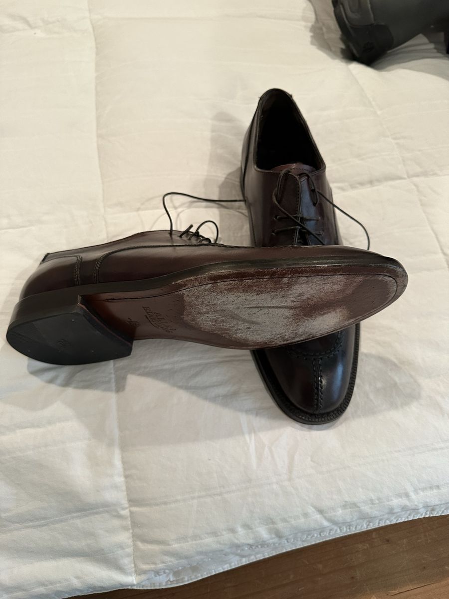 Allen Edmonds Men's Brown Leather Split Toe Derby Dress Shoes - Pre-Owned, Excellent Condition