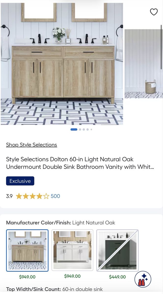 NEW 60” Double Sink Bathroom Vanity – Natural Oak – Open Box Never Installed