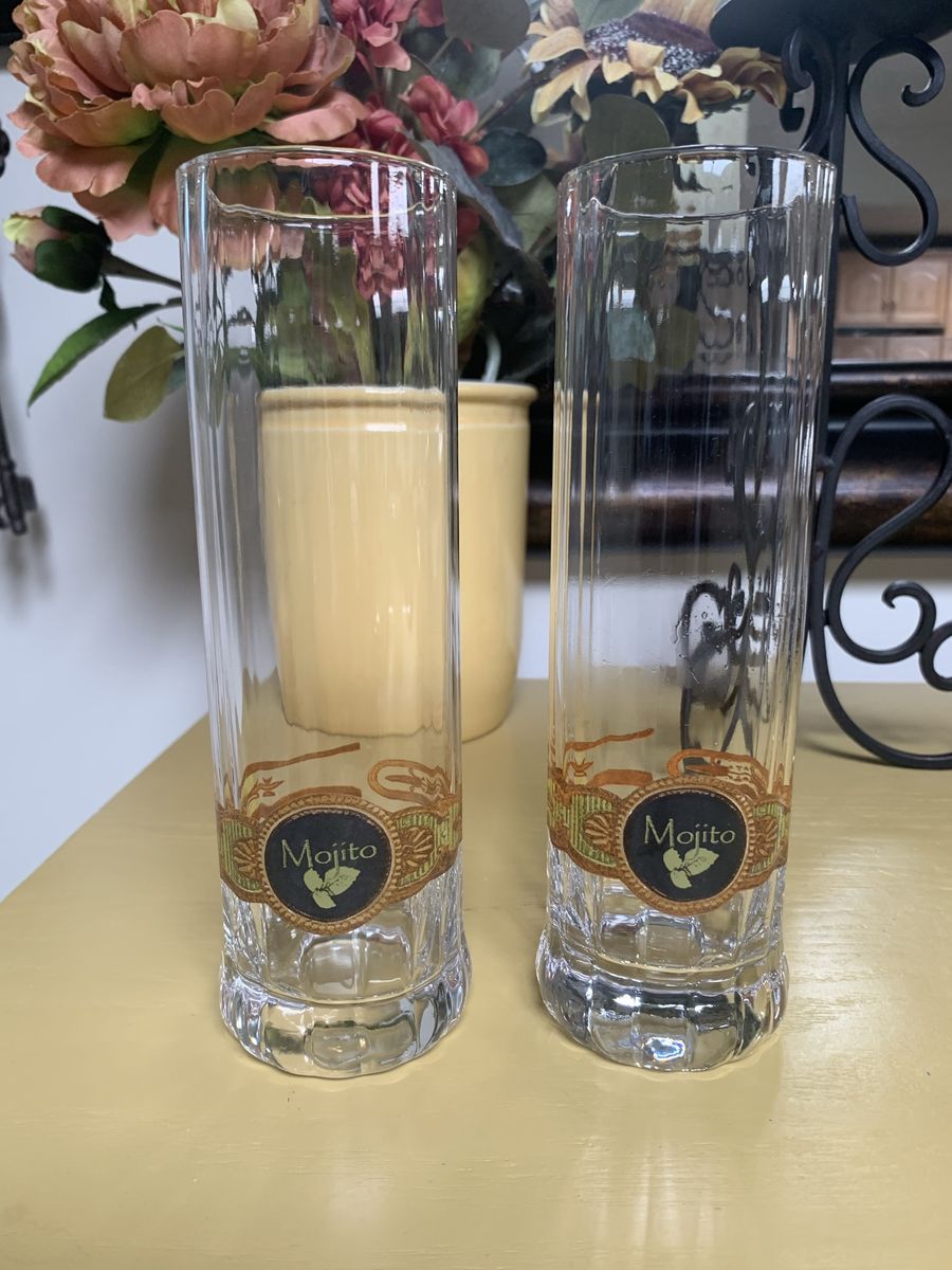 Set Of Two 8” Tall Mojito Glasses