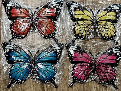 4 Pack Metal Butterfly Decorations, 6.7 in Butterfly Wall Art Sculpture Hanging Decor, Metal Butterflies Outdoor Decor