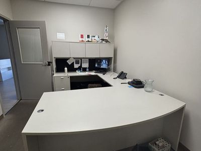 U-Shaped Executive Desk with Hutch & File Pedestal - White Laminate