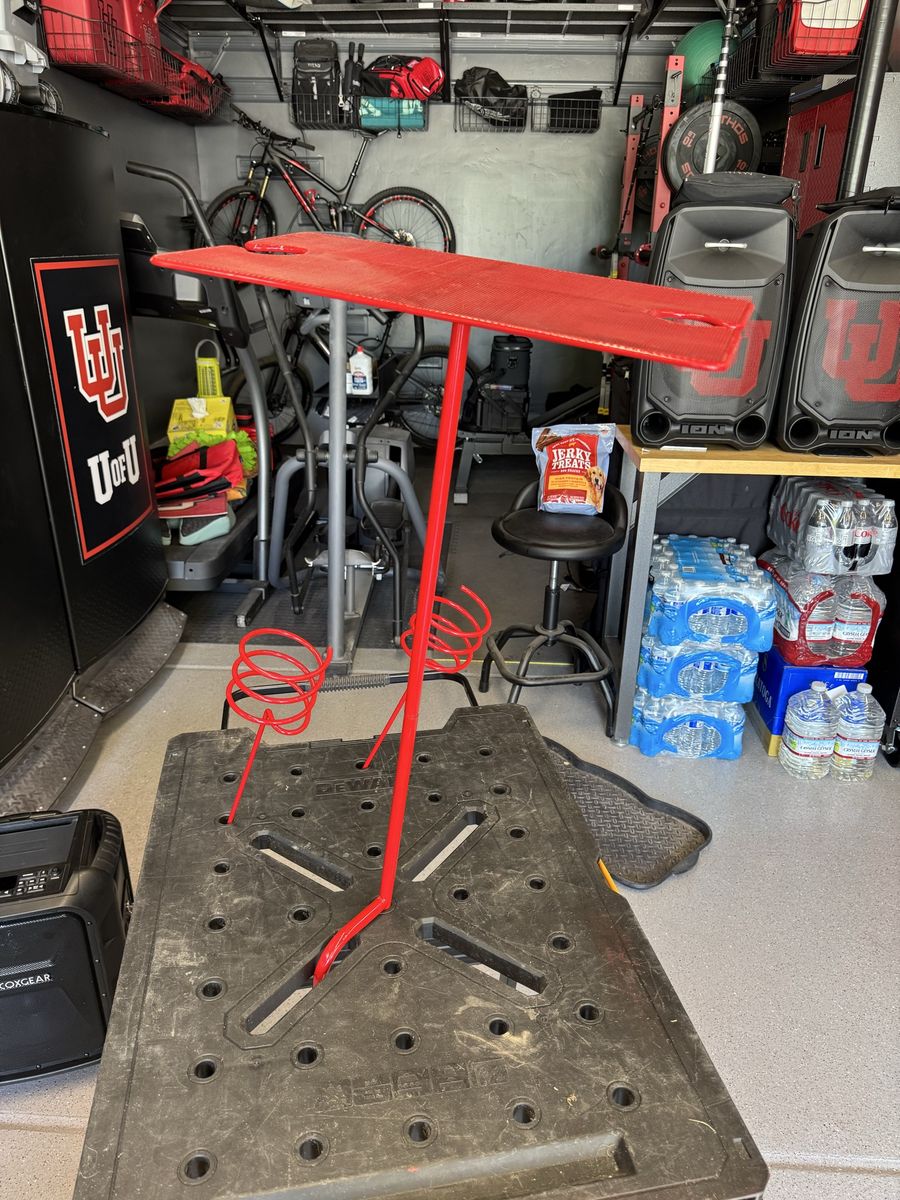 Portable table and drink holders. Stick in the ground