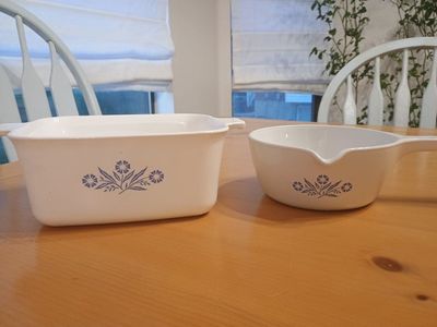 Blue Cornflower Corning Ware Baking Dish And Saucepan