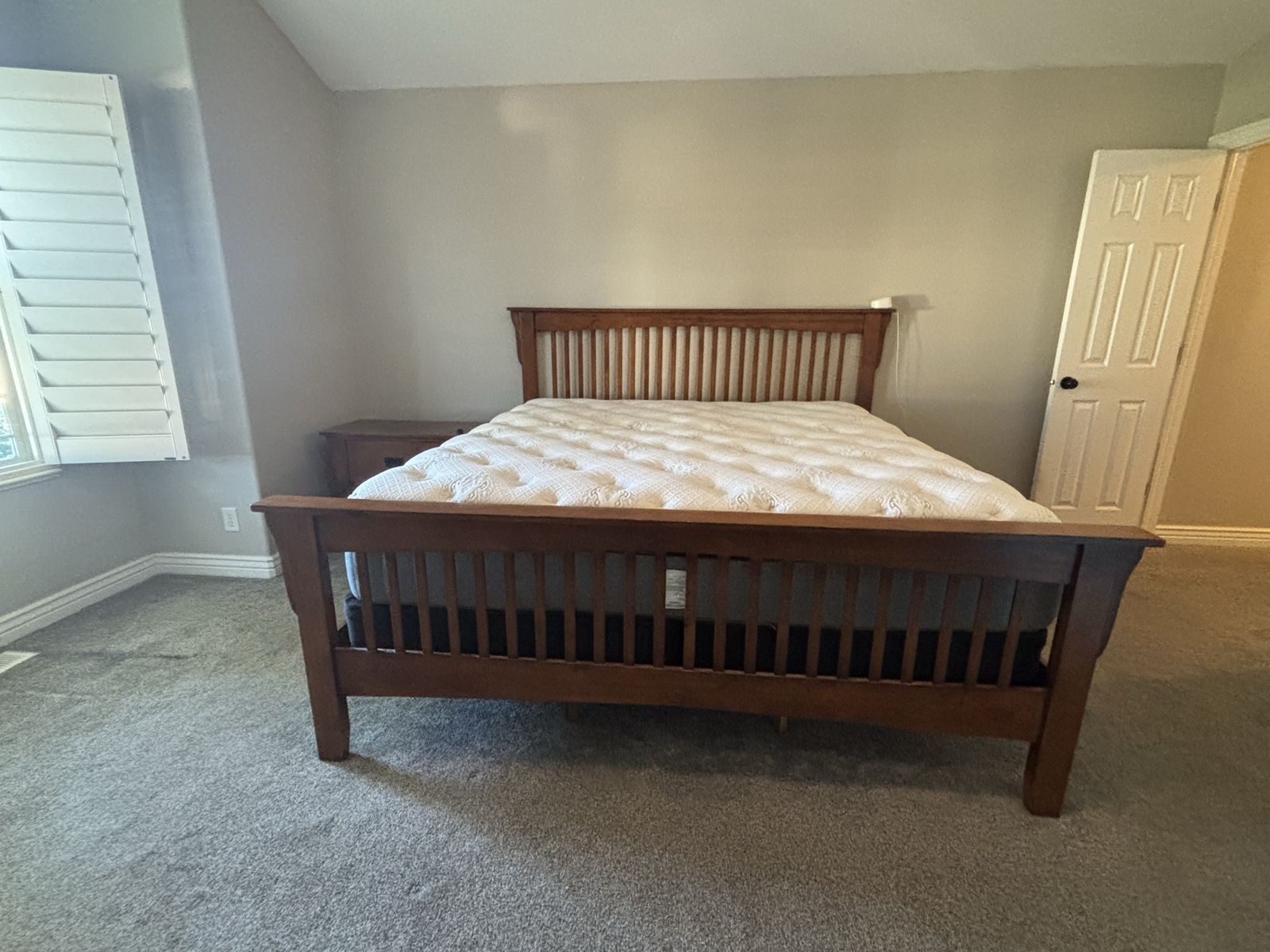 King Size Mission Style Bed with Pillow top Mattress & Box Spring 