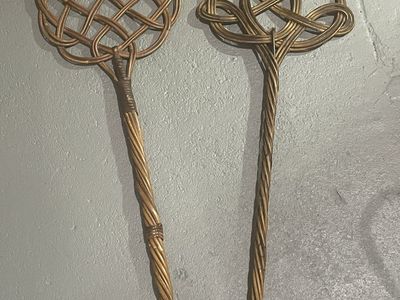 Vintage Wicker Rattan Carpet Beaters set of 2