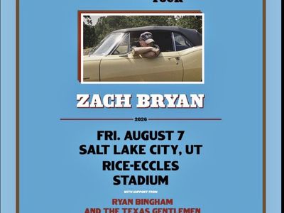 Zach Bryan With Heaven On Tour Tickets - Rice-Eccles Stadium Salt Lake City UT - Aug 7 2026