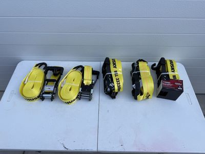 Set Of 5 Heavy Duty Ratcheting Tie-Downs Tiedowns