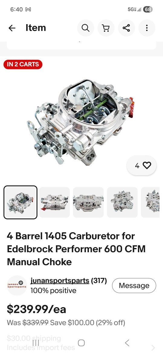 4 barrel carburetor