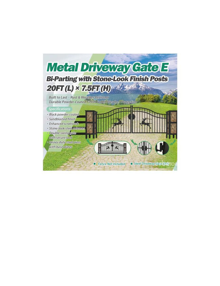 2025 Chery Industrial 20 ft x 7 ft 6 in Steel Bi-Parting Driveway Gate (Unused)