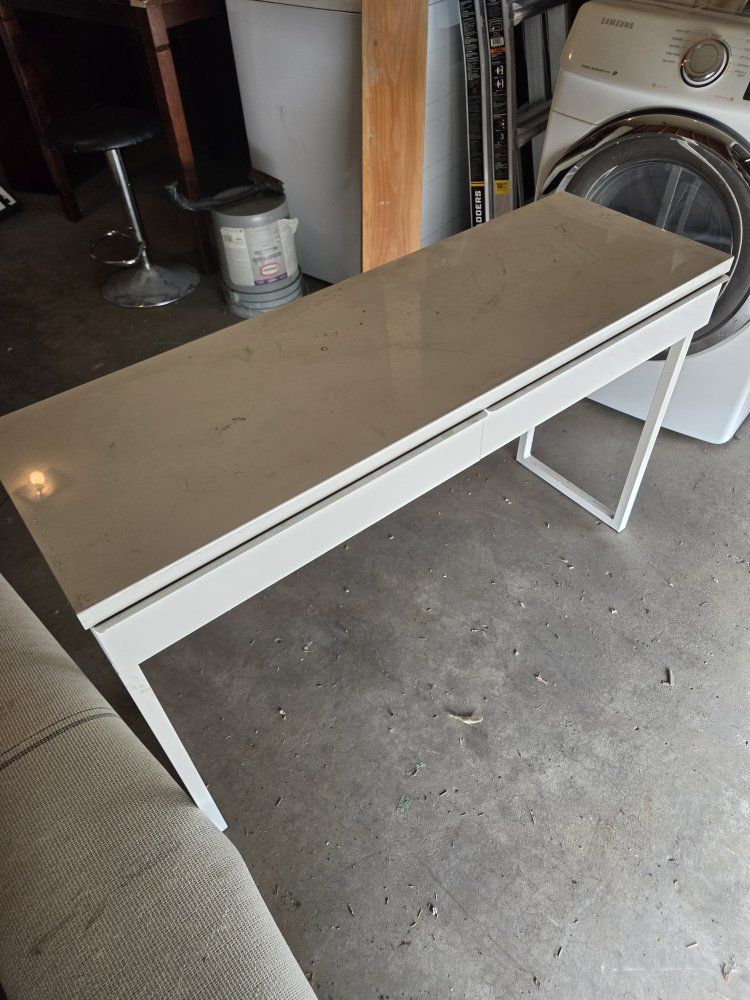 Modern White Desk with Two Drawers