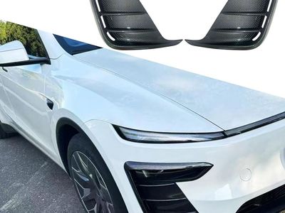 2025-2026 Tesla Model Y Juniper Front Fog Light Cover Trim Eyebrow Frame - Carbon Fiber Pattern