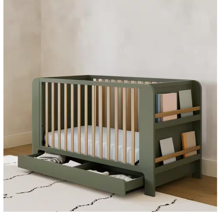 Graco Read with Me Olive with Driftwood 3-in-1 Convertible Crib with Drawer