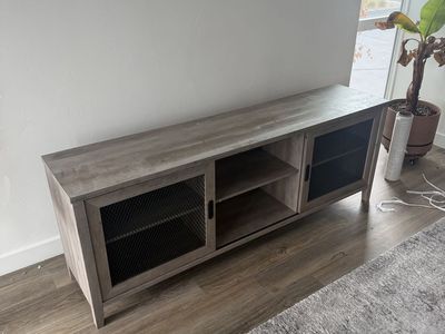 Industrial TV Stand Media Console with Mesh Doors