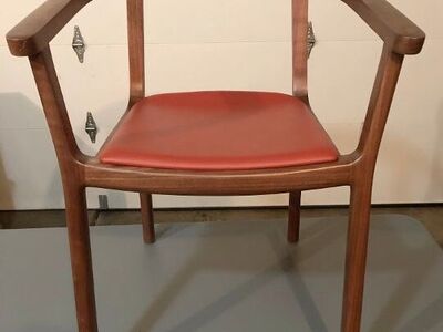 Geiger Lijn Walnut Arm Chair with opened back and upholstered Seat