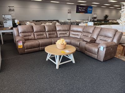 The Warehouse Brown Reclining Sectional Sofa with Cupholders