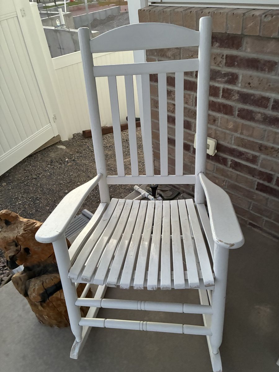 White porch rocking chair solid durable real wood heavy duty item