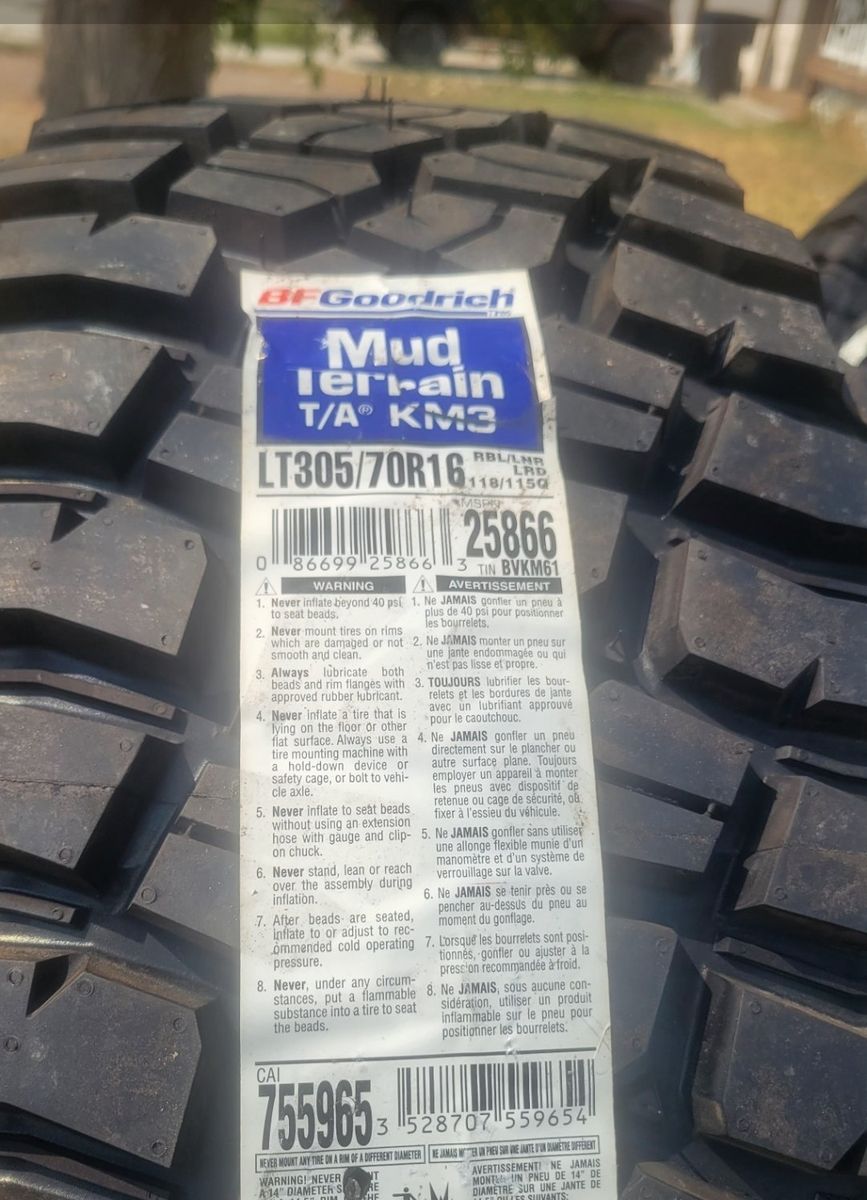 BFGoodrich Mud-Terrain T/A KM3 Tires LT305/70R16 - Set of 4 Brand New