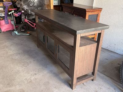 Crate & Barrel Solid Wood & Metal Console / Media Cabinet