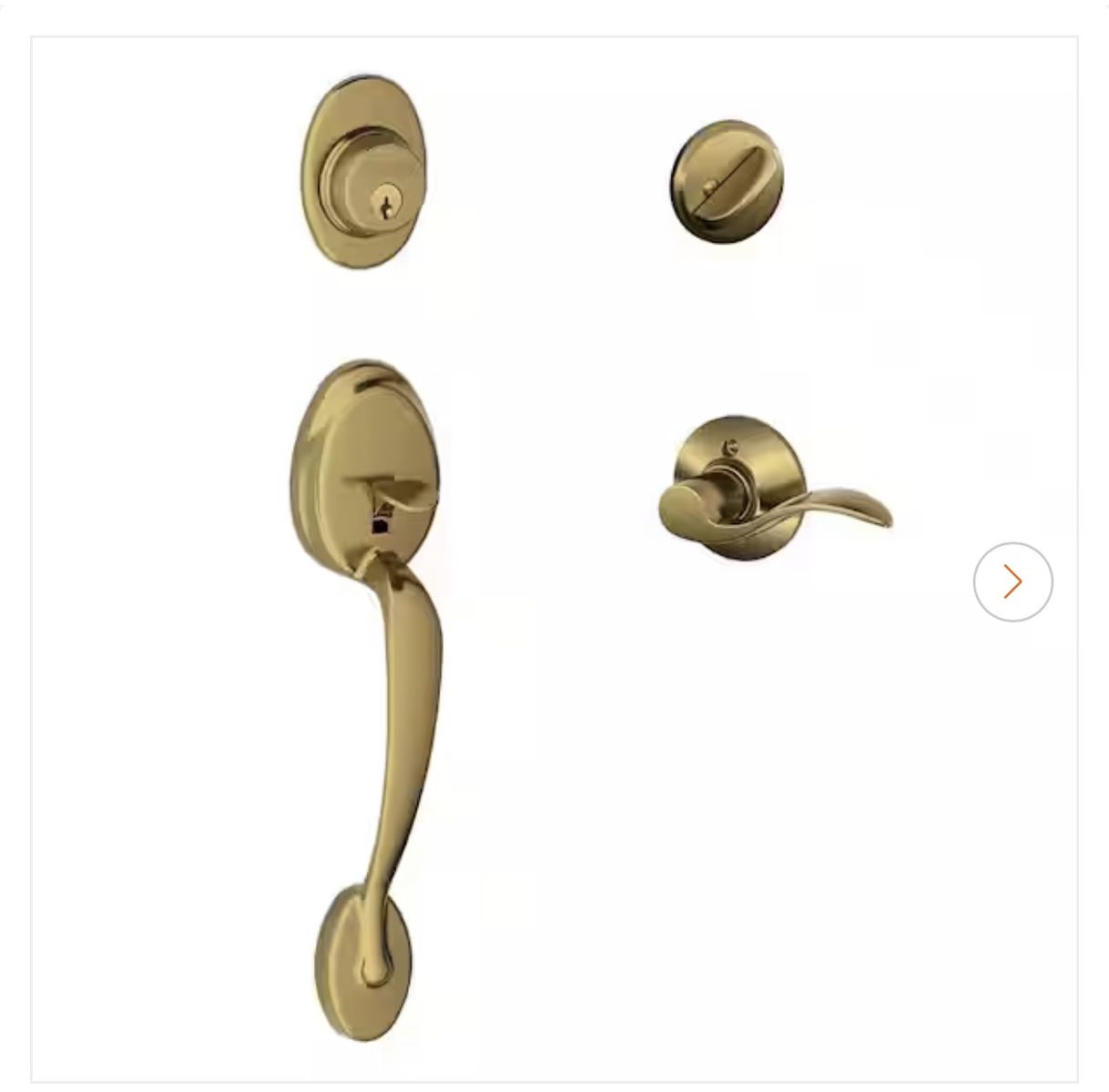 Copper Creek DS00 Door Handle Set with Lock - Gold Finish - New in Box
