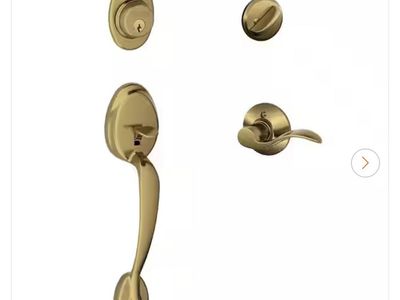 Copper Creek DS00 Door Handle Set with Lock - Gold Finish - New in Box