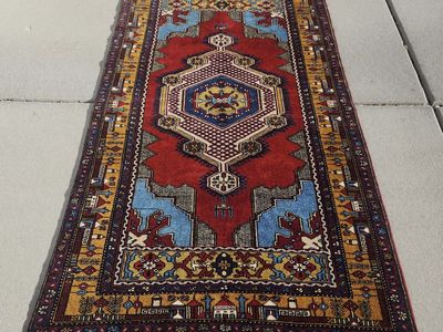 VINTAGE TASPINAR HANDWOVEN WOOL RUG MOSQUE MOTIF ANATOLIAN CARPET CLEAN PET FREE SMOKE FREE
