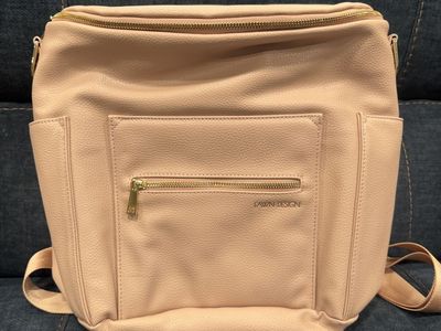 Fawn Design Pink Faux Leather Diaper Bag Backpack