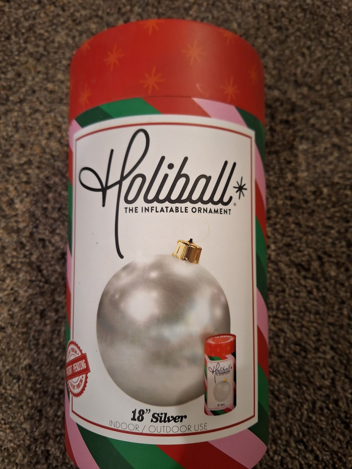 Holiball the inflatable ornament 18 inch silver new