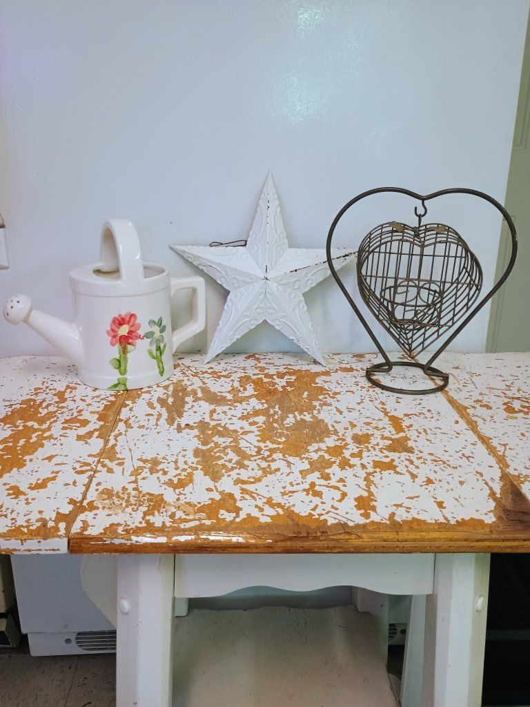 White Distressed Farmhouse Decor Star, Heart Cage, & Floral Watering Can Set