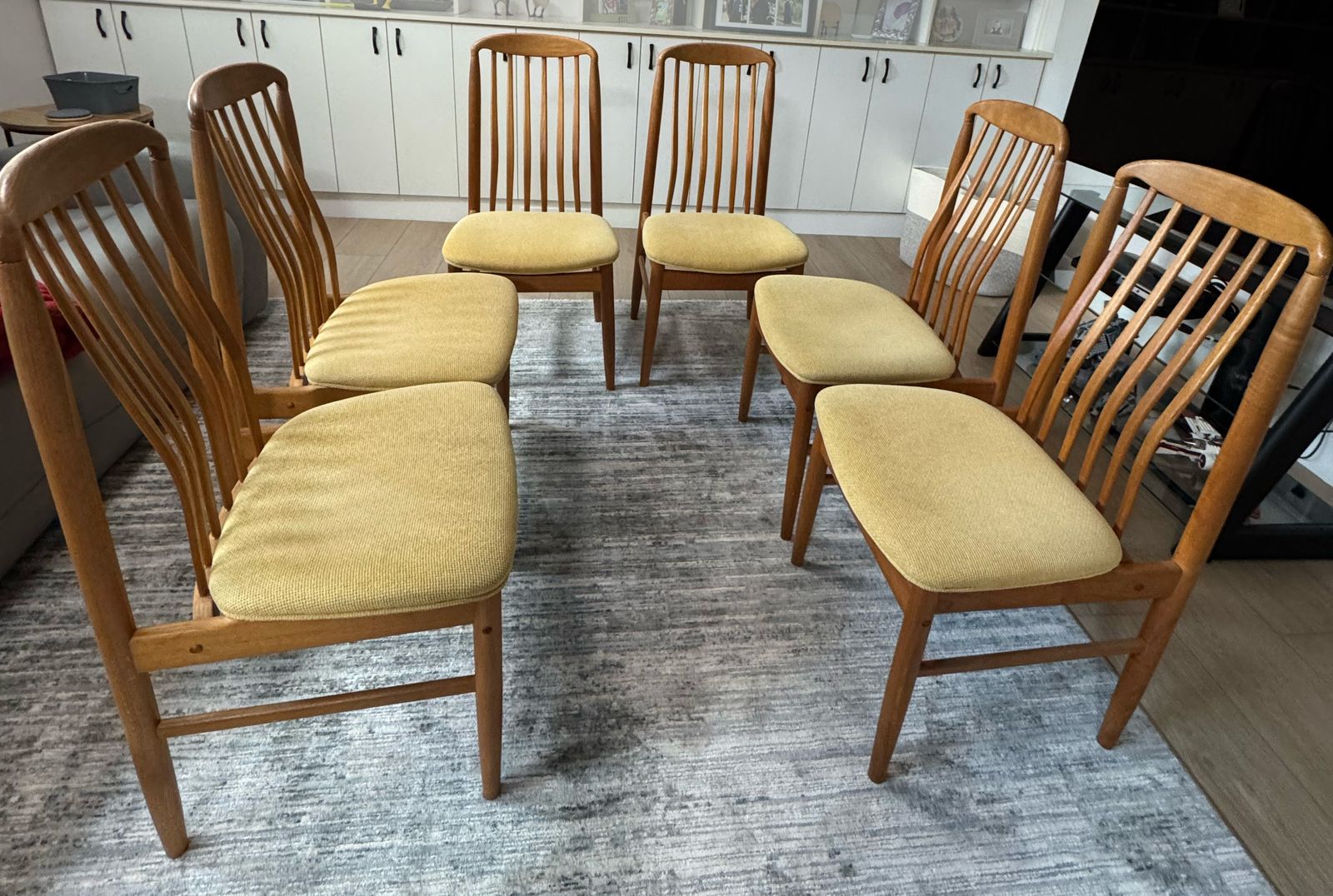 Set of 6 Benny Linden Teak High Back Danish Modern Dining Chairs