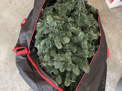 Artificial Christmas Tree with Lights, Stored in Bag