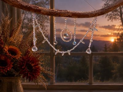 Handmade Crystal Suncatcher on Natural Driftwood Branch
