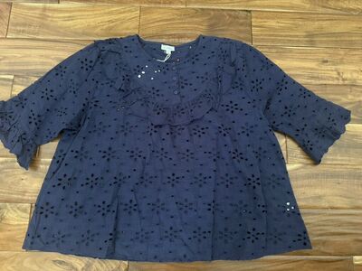 Women size XL New Jennifer Grace Blue Eyelet shirt