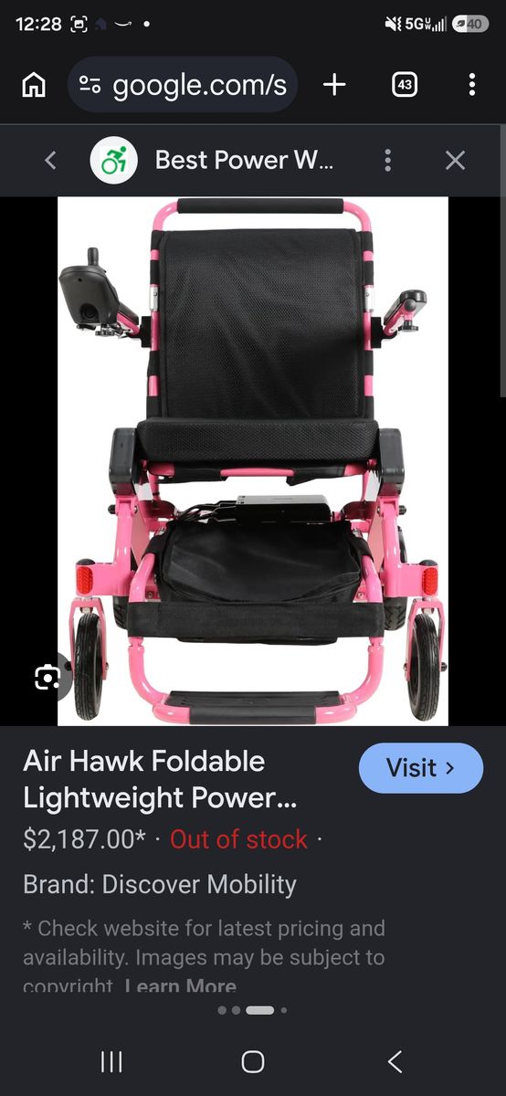 Airhawk Pink Electric Wheelchair