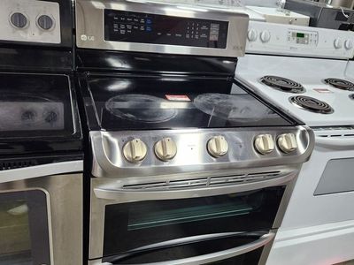 NICE LG STAINLESS STEEL GLASS TOP DOUBLE OVEN RANGE! W-WARRANTY