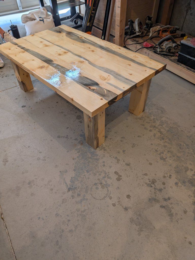 blue stain pine coffee table